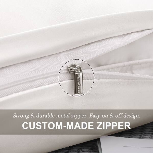 Set Of 2 Soft King Size Cotton Pillowcases With Zipper Closure - Modern Solid Color 4 thumbnail image