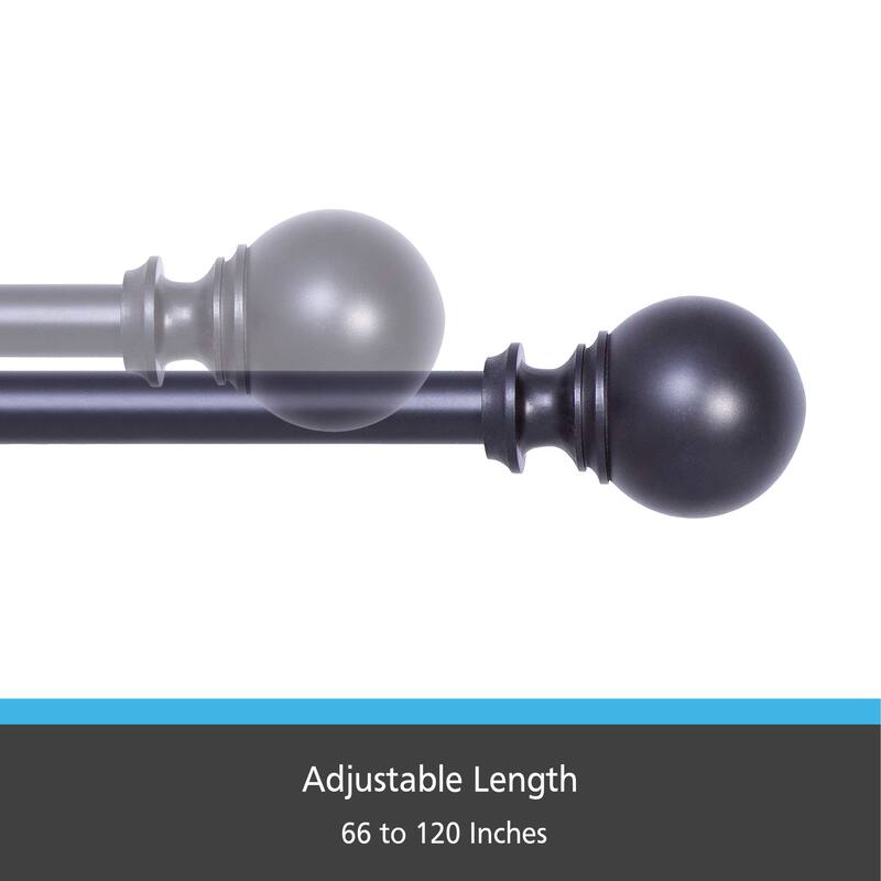 Kenney® Fast Fit™ Carlin 5/8" No Measure Curtain Rod, 36-66", Matte Black
