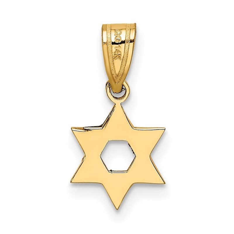 Curata 14k Yellow Gold Solid 18" Polished back Star Of David Pendant Necklace - 11x10mm