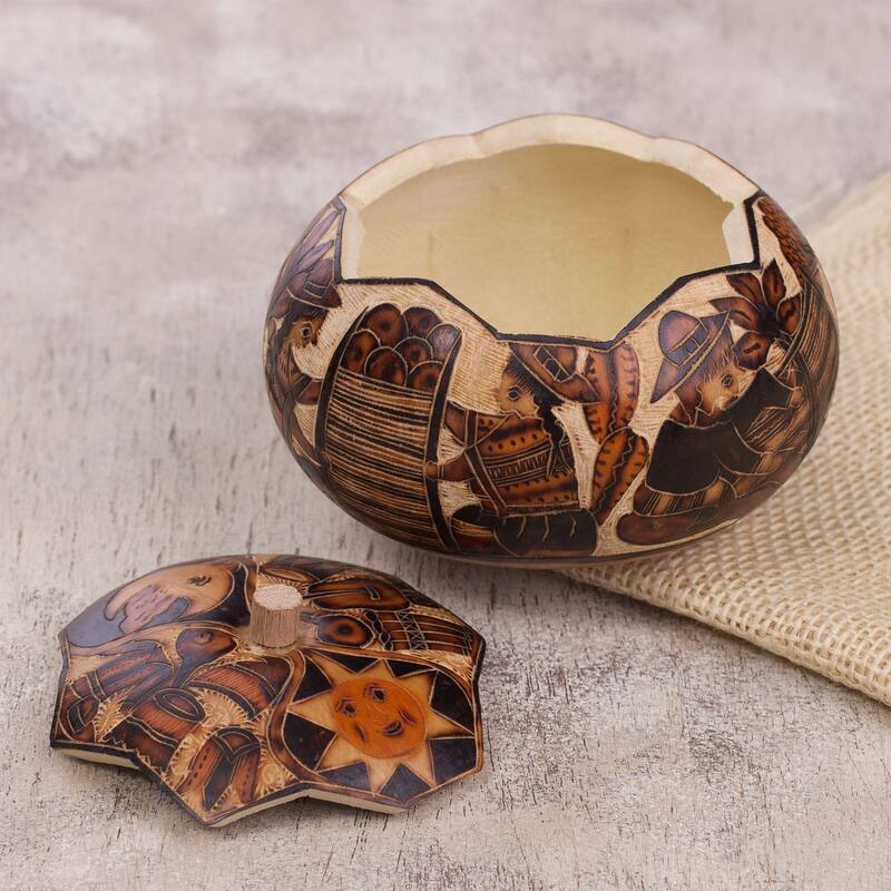 Novica Handmade Honoring Tradition Gourd Decorative Box