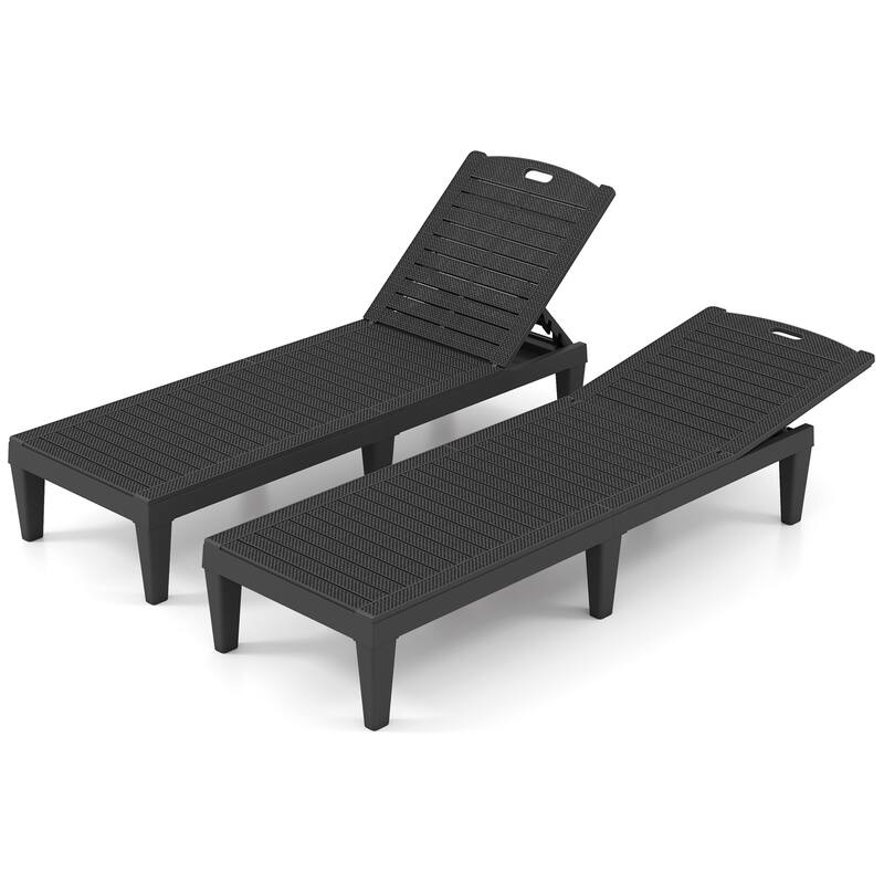 Set of 2 Outdoor Chaise Loungers with Rattan Surface and Adjustable Recline for Patio or Yard - 61.5" x 21.5" x 32.5"