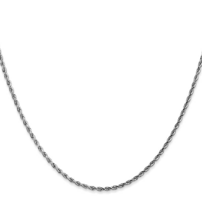 Curata 14k White Gold 10" 1.8mm Diamond-Cut Rope Chain Ankle Bracelet (Lobster-claw)