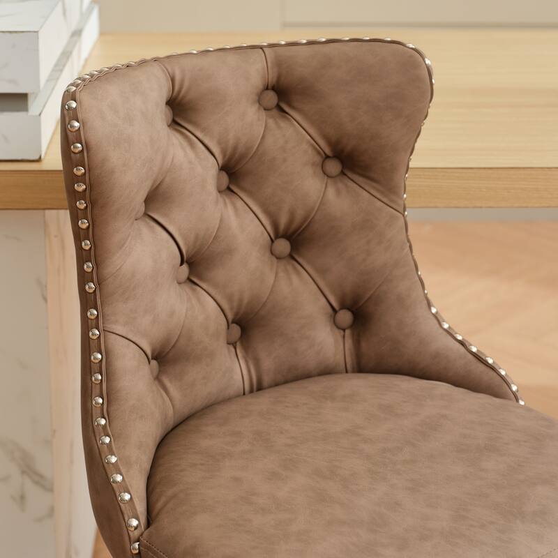 Set of 2 Swivel Velvet Tufted Adjusatble Seat Height Barstools