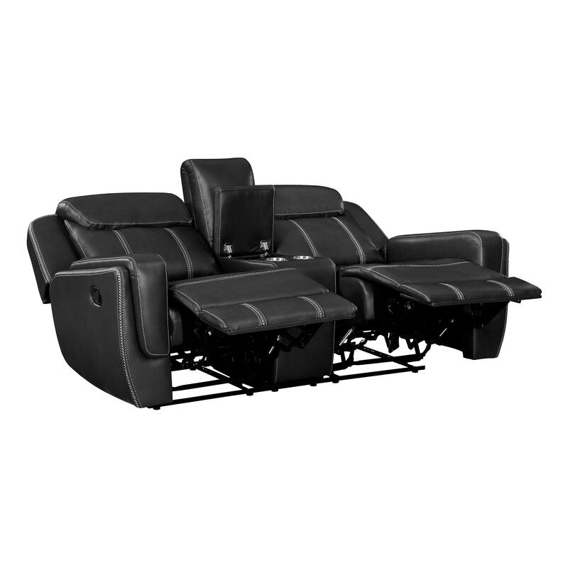 Manuel Breathable Faux Leather Manual Double Reclining Loveseat