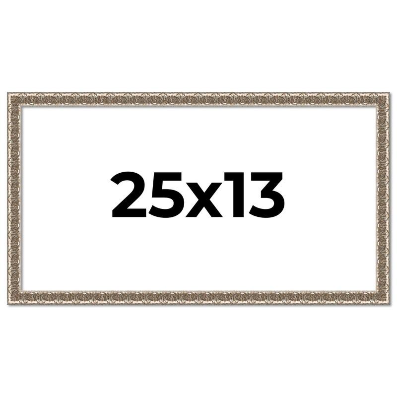 25x13 Frame Silver Versailles Ornate Solid Wood Picture Frame | 1 Inch