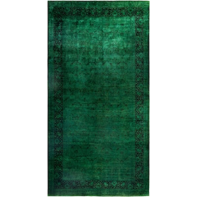 Overdyed One-of-a-Kind Hand-Knotted Area Rug - Green - 9' 1" x 17' 6"