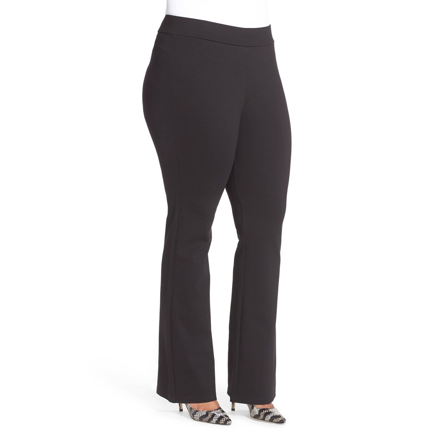 black pull on bootcut pants