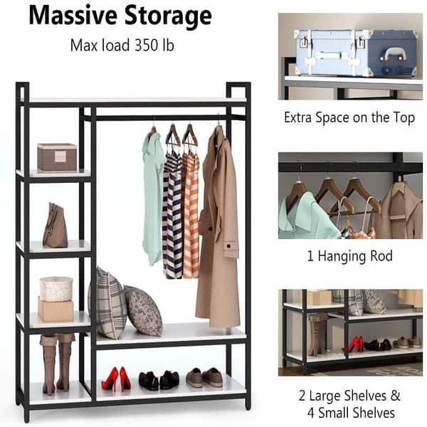 Shop Free Standing Closet Organizer Storage Shelves And Hanging Bar Overstock 31297237