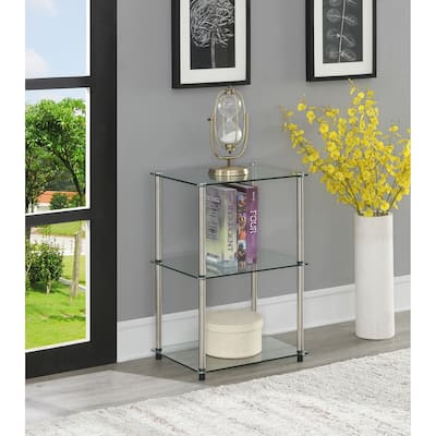 Convenience Concepts Designs2Go Classic Glass Tall 3 Tier End Table