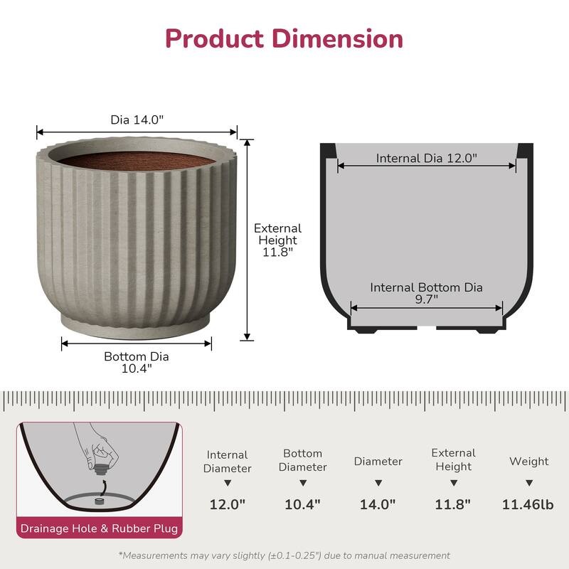 Enhanced Interior Round Concrete Plant Pot Flower Planter
