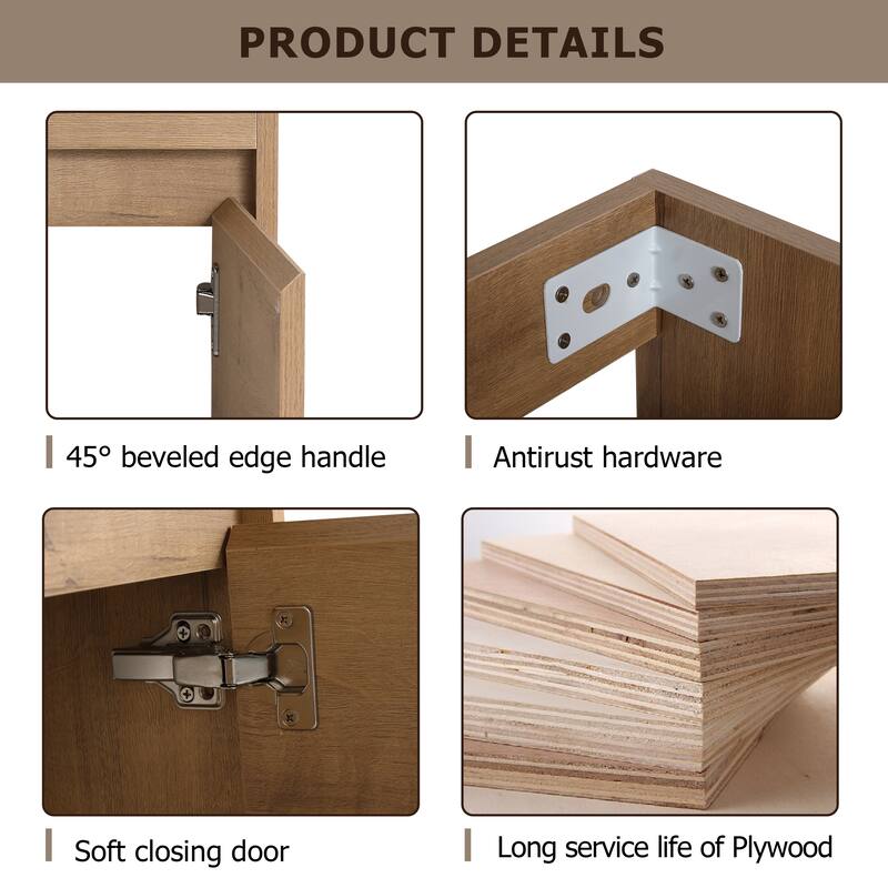 Compact 16'' Wall-Mounted Bathroom Vanity with Ceramic Sink & Soft-Close Door Hinges - Ideal for Small Bathrooms