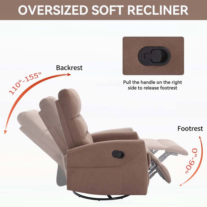 Manual Recliner Chair with Rocker and Swivel,Perfect for Living Room Comfort and Relaxation