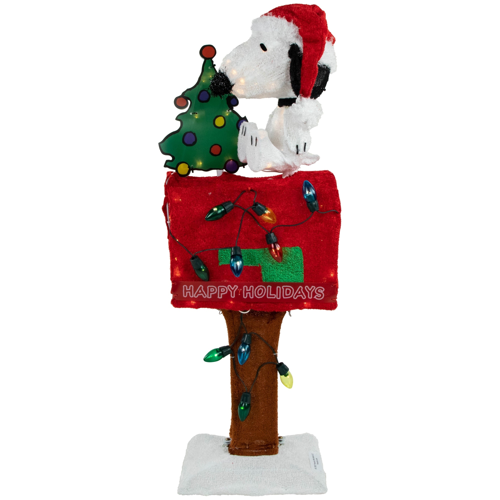 LED Lighted Peanuts Snoopy on Mailbox Outdoor Christmas Decoration 32" - Clear Lights
