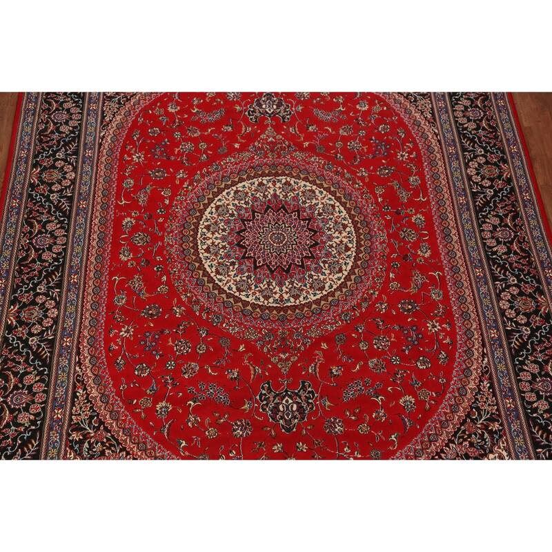 Red Medallion Tabriz Turkish Area Rug Machine Made Carpet - 9'7"x 13'0"