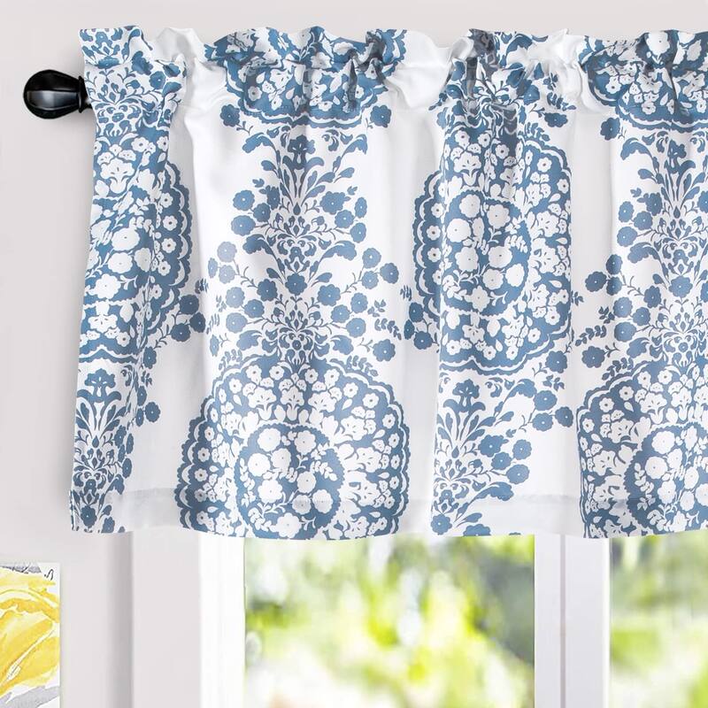 DriftAway Samantha Floral Damask Medallion Pattern Valance Rod Pocket