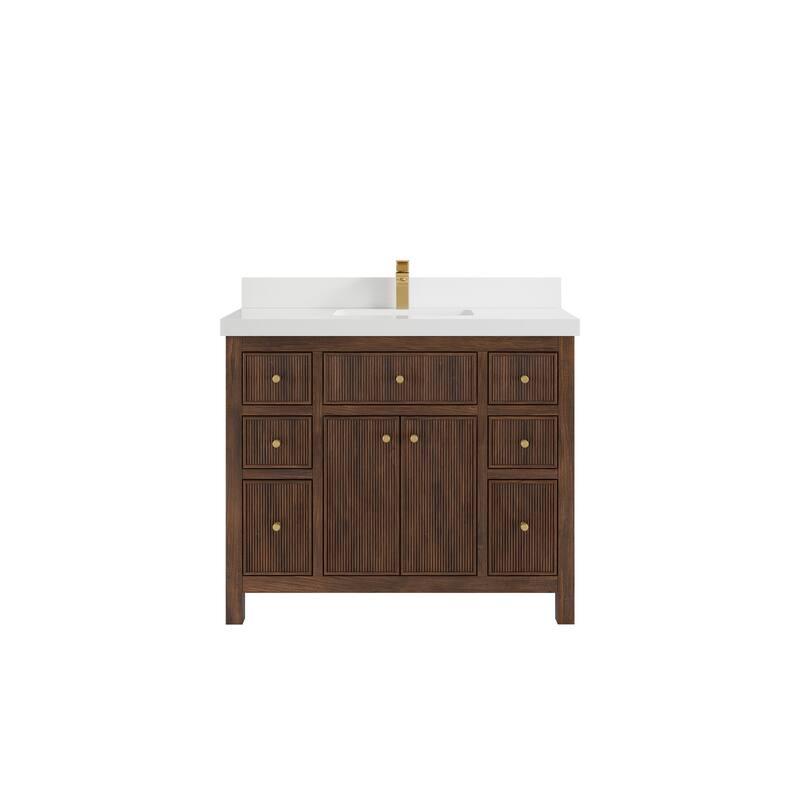 Willow Collections 42 in. W x 22 in. D Sonoma Teak Single Sink Bathroom Vanity with Countertop