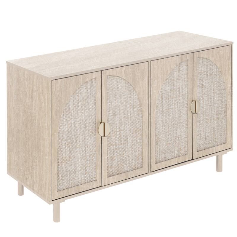 Engineered Rattan Buffet Sideboard Accent Storage Cabinet, Natural