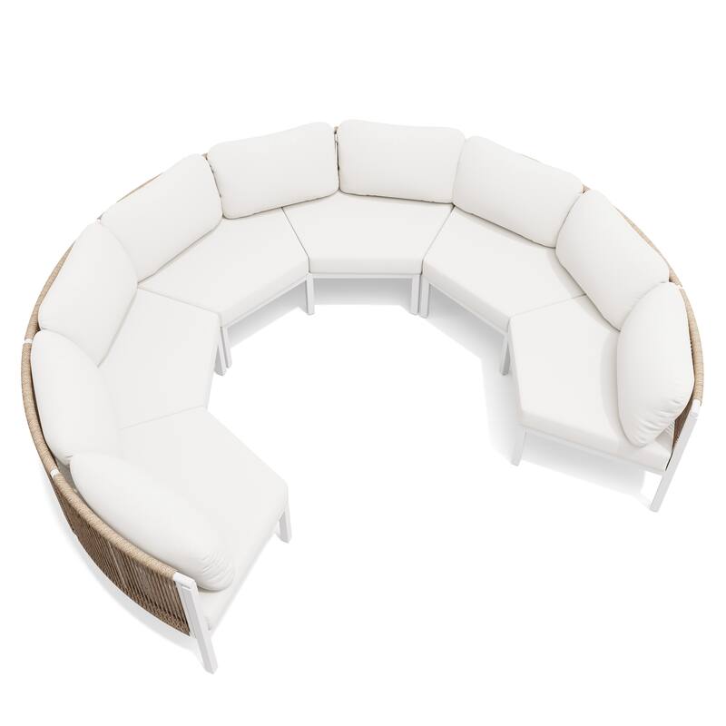 Curved Outdoor Sofa Rattan Sectional Sofa Patio Furniture Set Outdoor Conversation Sets