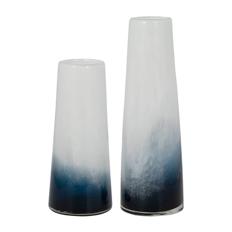 Sagebrook Home Glass Blue/White Ombre Cylinder Waters Vase