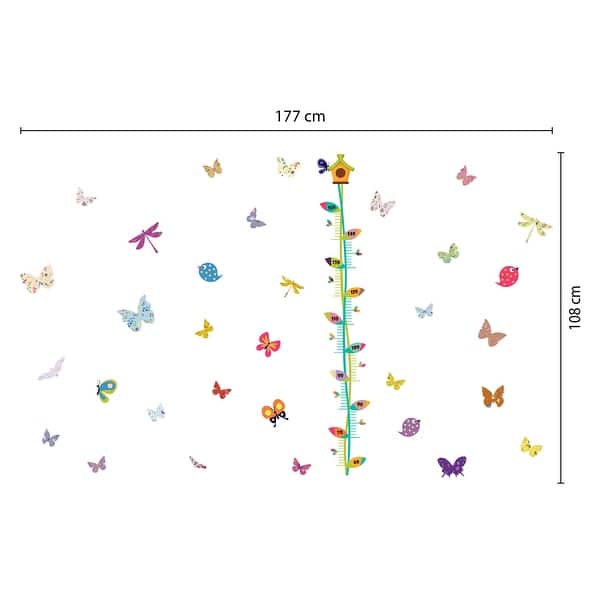 dimension image slide 2 of 3, Walplus Butterflies Height Chart Children Wall Sticker Nursery Decor