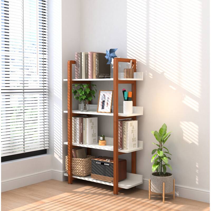 Solid wood bookshelf plant rack,The four layer multifunctional open shelf