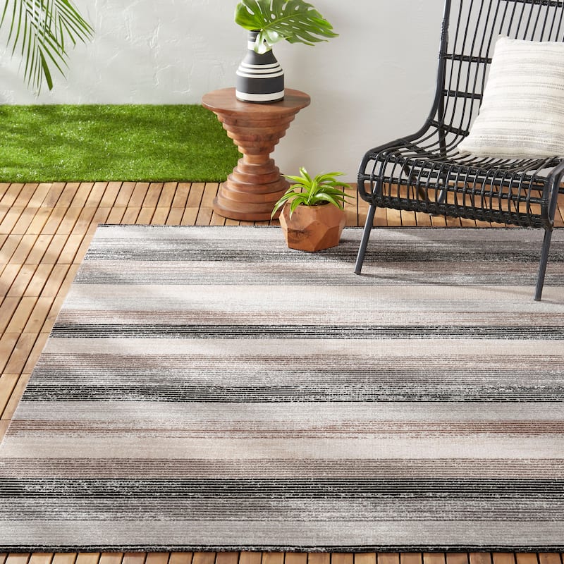Nicole Miller New York Patio Sofia Estelle Indoor/Outdoor Area Rug - 7'9"x10'2" - Gray/Mustard