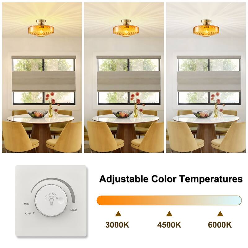 Starsky 1-Light Handcrafted Radiating Texture Art Glass Flush Mount