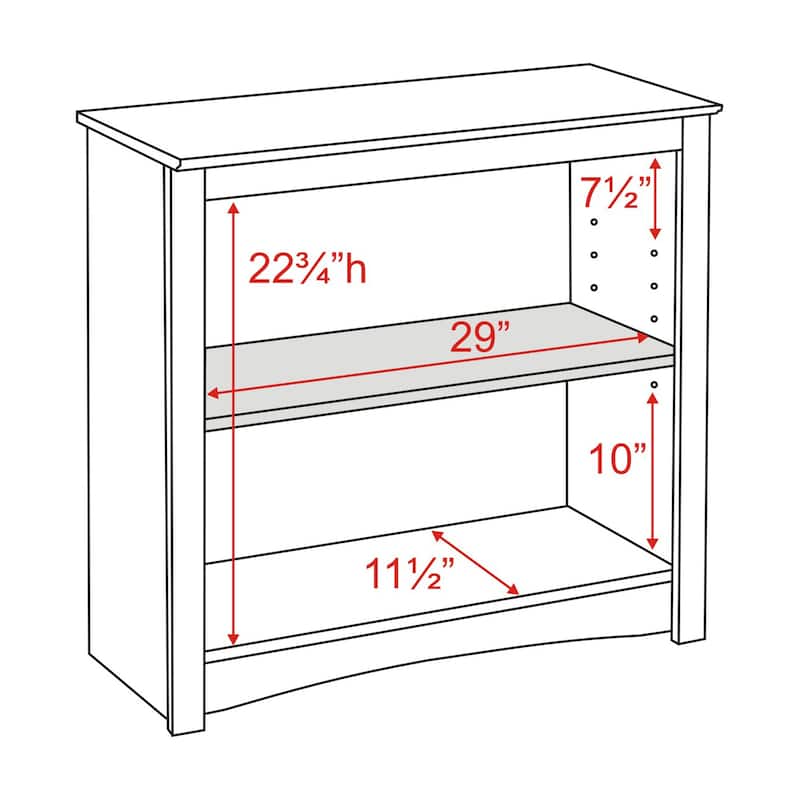 2-shelf Bookcase - 31.5" W x 29" H x 13" D