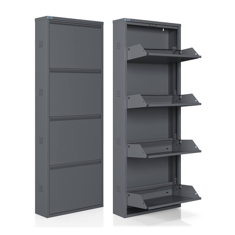 Antibacterial 4 Tier metal shoe cabinet side holes