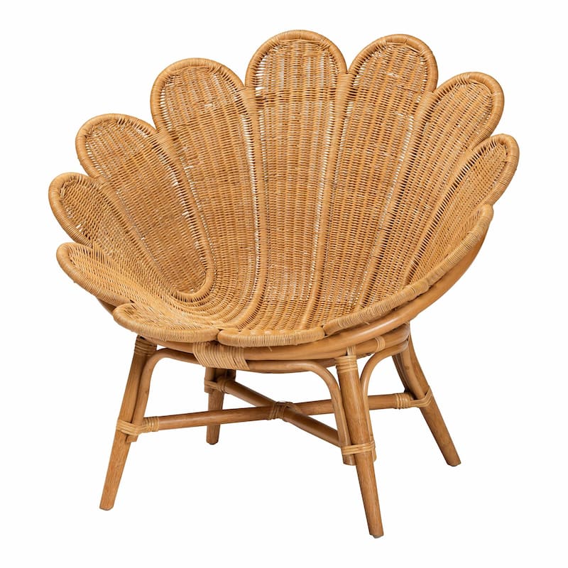 Blossom Bohemian Honey Rattan Accent Flower Chair - Brown
