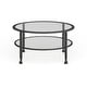 preview thumbnail 3 of 11, SEI Furniture Glenn Distressed Black Metal Round CoffeeTable with Glass Top and Shelf