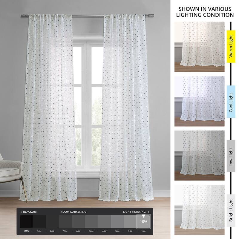 Exclusive Fabrics Altair Blue Patterned Linen Sheer Curtain (1 Panel)