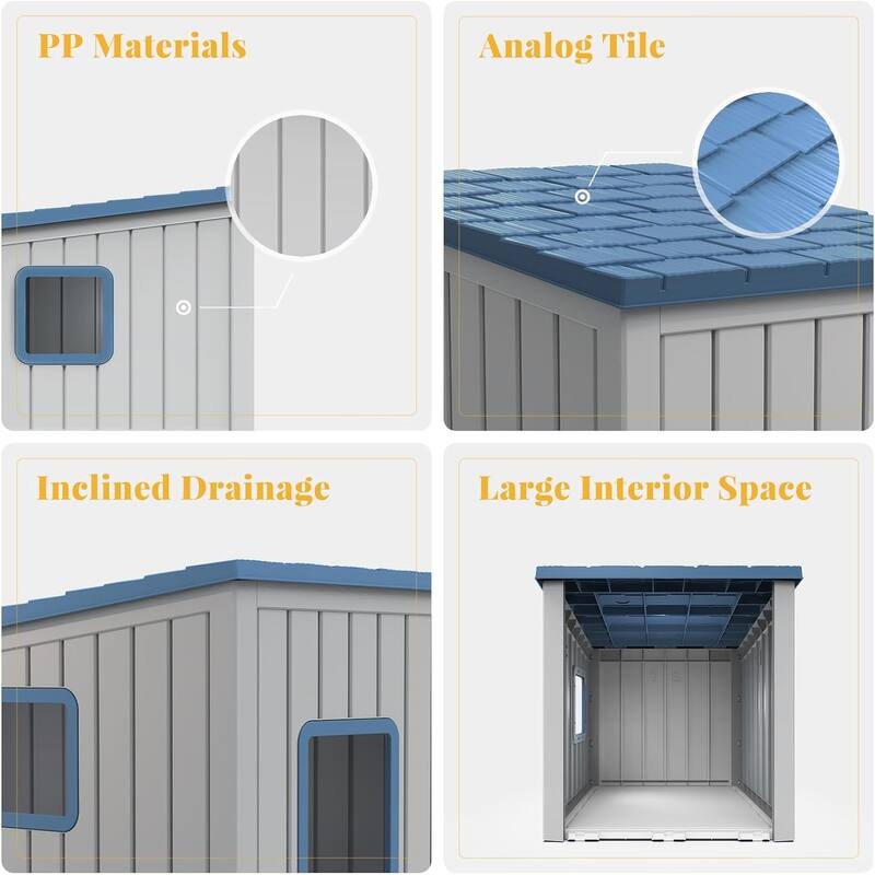 Waterproof Resin Cat Houses,Feral Cat Shelter for Winter,Suitable for Cats, Rabbits and Other Small Animals(Blue