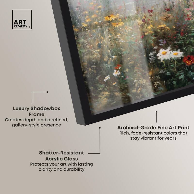 Misty Ocean Field I Shadowbox by Art Remedy