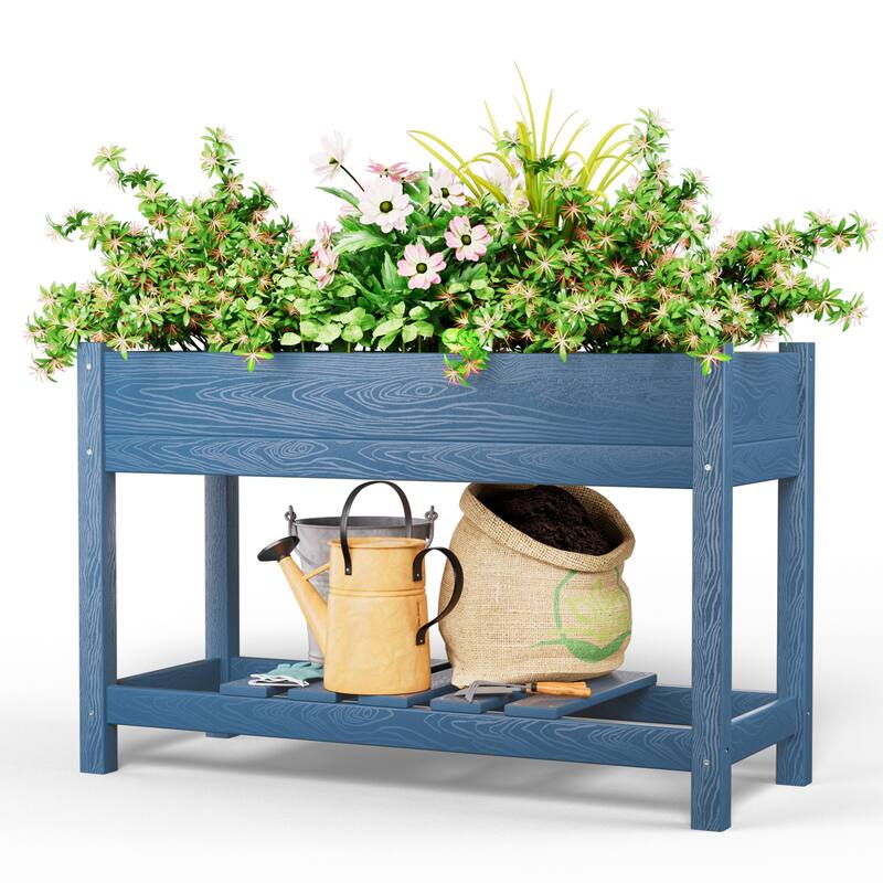 HDPE Double Layer Design Outdoor Planter With Wheels