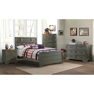 Foundry Traditional Wood Complete Full Bed, Brushed Pewter
