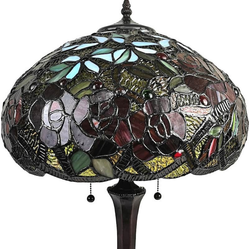 24" Dark Brown Metal Two Light Table Lamp with Red Dome Shade - 12” x 21” x 24”
