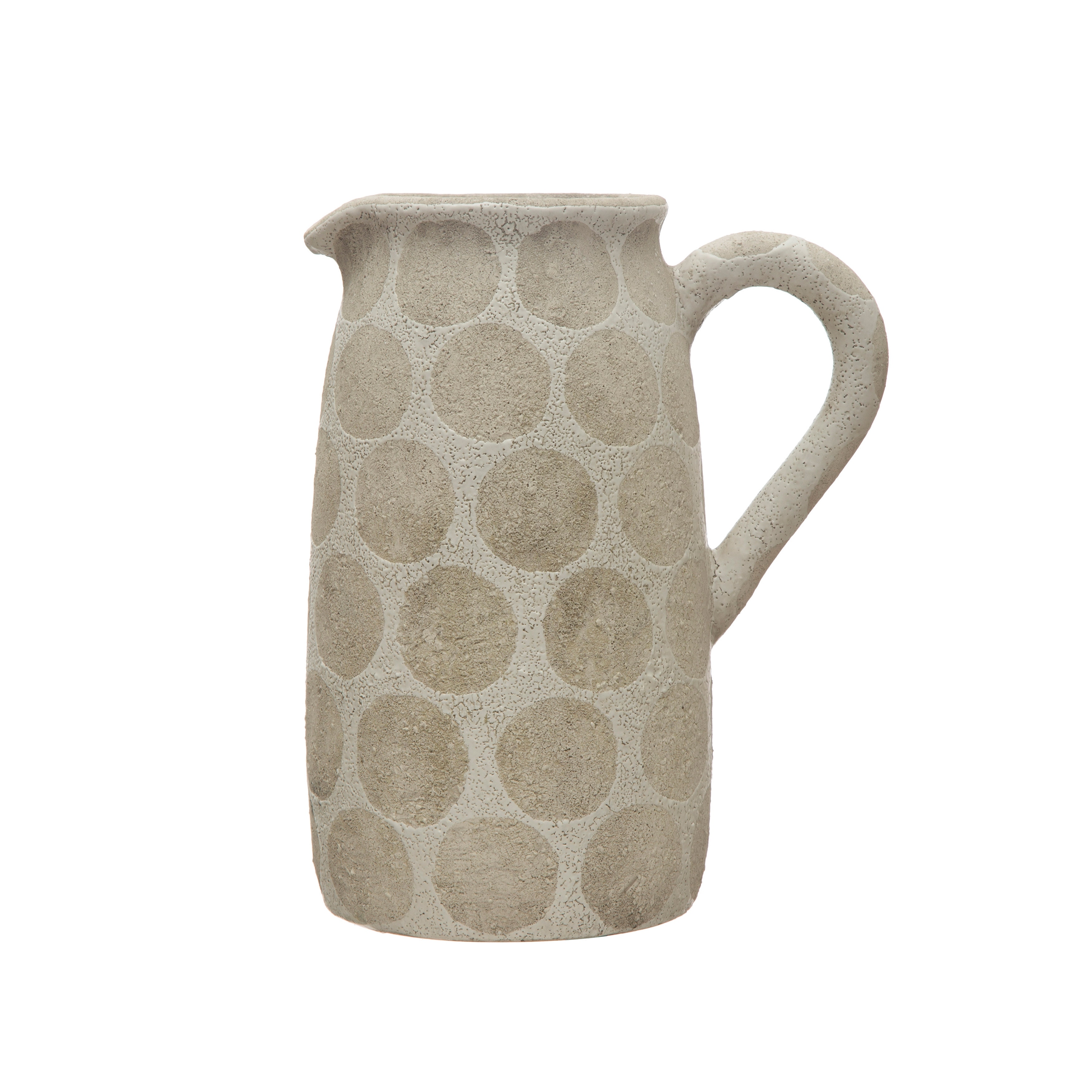 Stoneware Pitcher w/ Wax Relief Grid Pattern