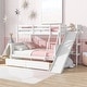 preview thumbnail 2 of 18, Twin over Full Bunk Bed with Slide, Rubber Wood Low Bunk Bed Frame Kids Bed with 2 Drawers & Shelves Storage for Boys Girls