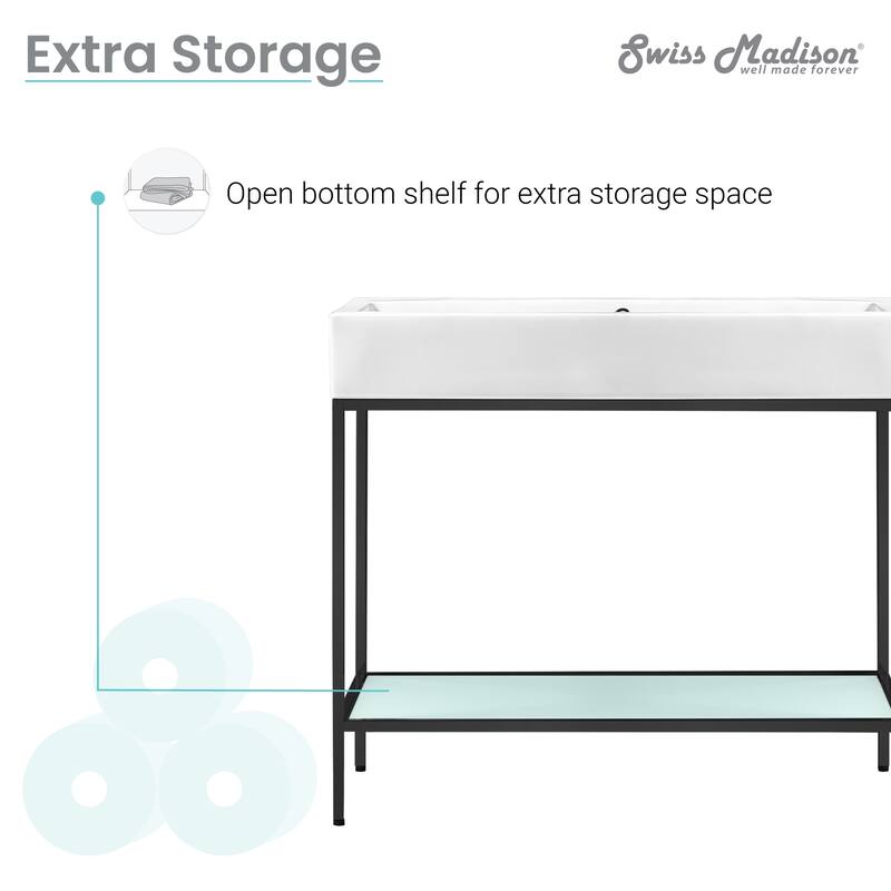 Pierre 40 Single, Freestanding, Open Shelf, Metal Frame Bathroom Vanity