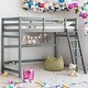 preview thumbnail 1 of 16, Twin Size Kids Bed High Loft Bed with inclined Ladder and Guardrails Kids Furniture, Grey Grey