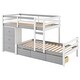 preview thumbnail 15 of 28, Twin over Twin Pine Wood Loft Bunk Bed with Drawers and Ladder