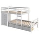 preview thumbnail 15 of 28, Twin over Twin Wooden Loft Bunk Bed with Built-In Ladder and Drawers,Modern Cabin Design