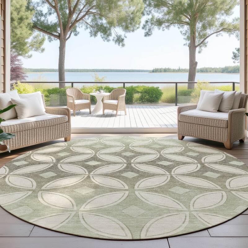 Machine Washable Indoor/ Outdoor Modern Gia Chantille Rug - Beige - 8' x 8'