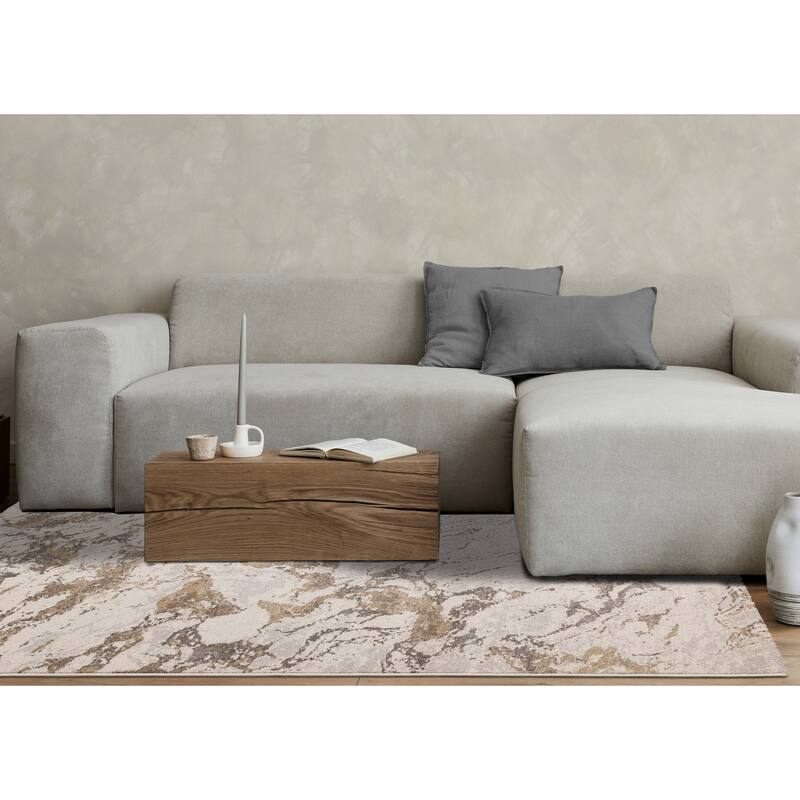 Maeve Collection - Marble Beige Grey Area Rug