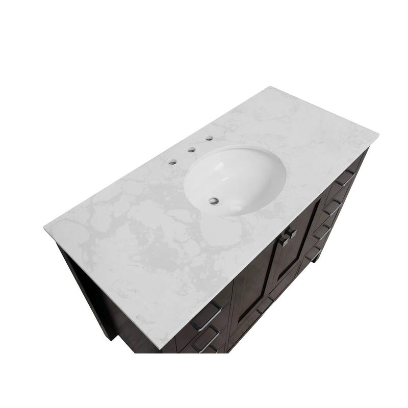 KitchenBathCollection Horizon 48" Bathroom Vanity with Engineered Carrara Top