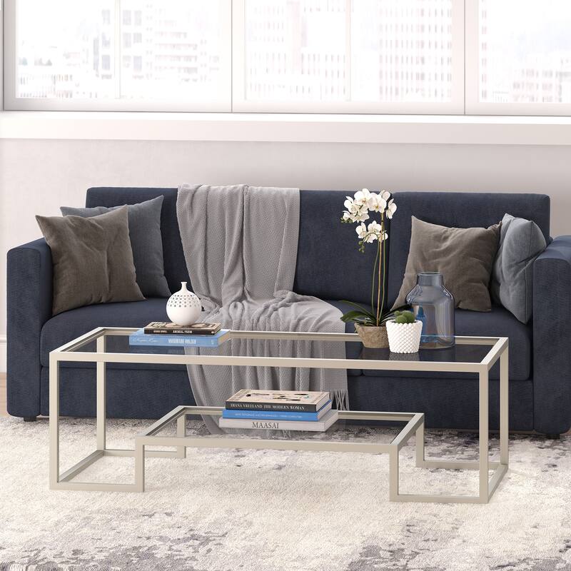 Artemis Contemporary Metal and Glass Coffee Table