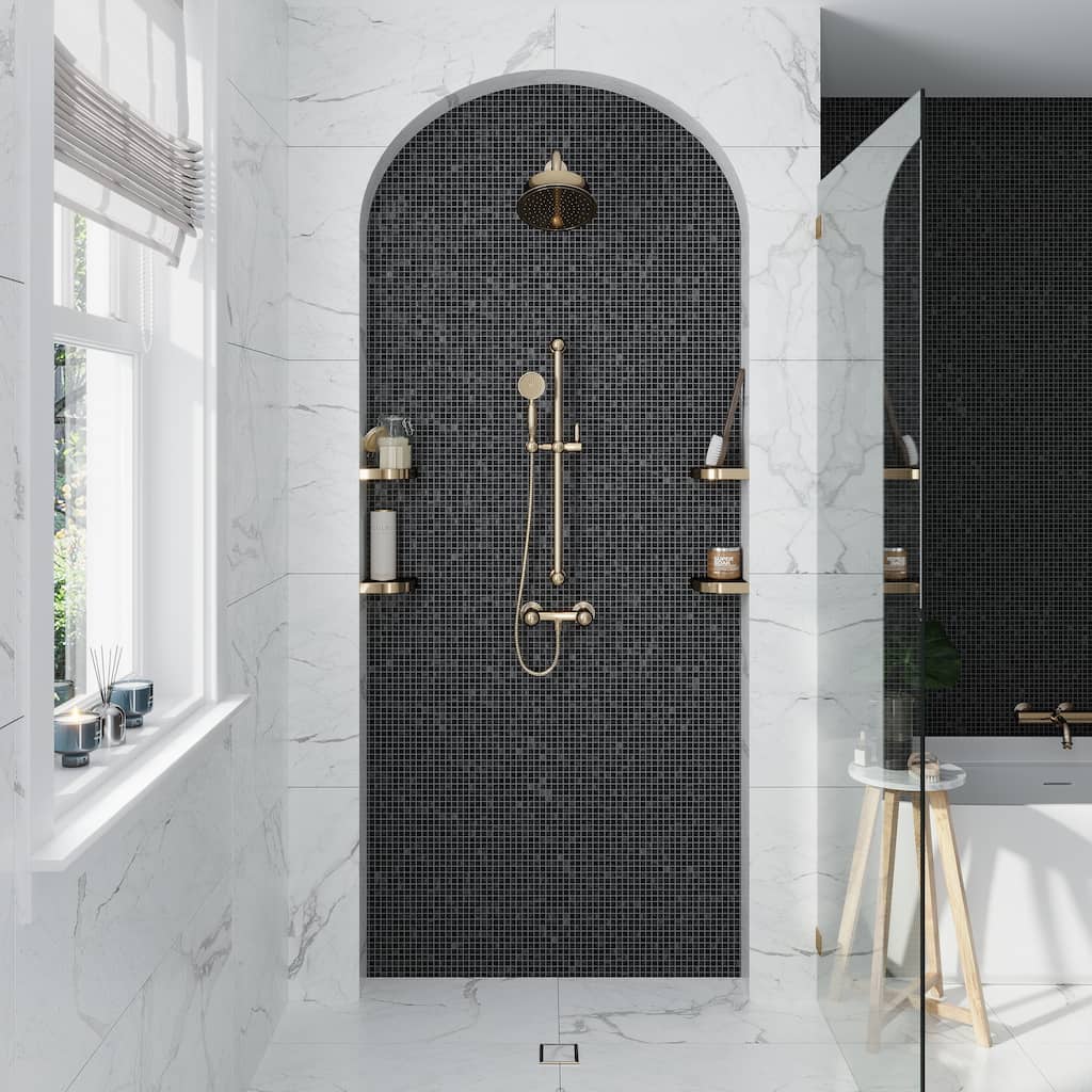 Apollo tile 12" x 12" Dune Glossy Black Glass Tile (20 sq ft/case) - 20 Pack