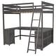 preview thumbnail 16 of 15, Antique Brown Full Size Solid Wood Loft Bed with Desk, Blackboard & Drawers