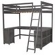 preview thumbnail 16 of 15, Full Size Loft Bed with U-shaped Desk and Storage Shelves,Minimalist Design